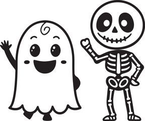 Flat Halloween Icons – Ghosts and Skeletons
