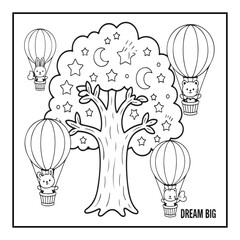 Naklejka premium Dreaming Tree Coloring Pages For Kids
