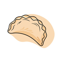 Obraz premium A colorful cartoon vector illustration of a delicious pierogi dumpling on a white background
