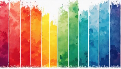 vibrant watercolor rainbow palette with vertical gradient stripes in red, orange, yellow, green, blue, and violet for web design, branding, and digital art

