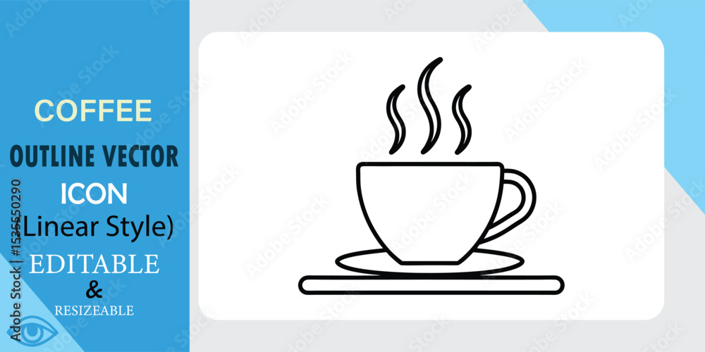 Poster coffee cup outline vector icon linear style editable resizable