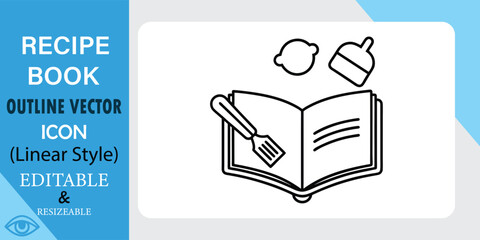 Outline Vector Icon Recipe Book Linear Style Editable