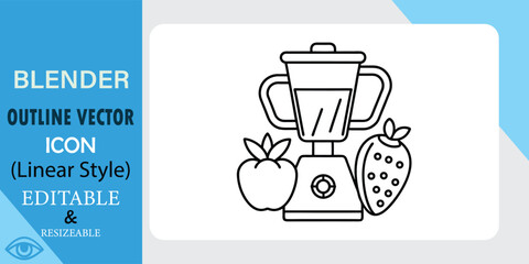 Blender with Strawberry and Apple Fruit Ingredients Vector Icon