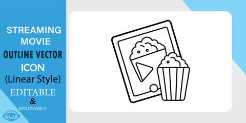 A Device and Popcorn Icon for Movie Streaming
