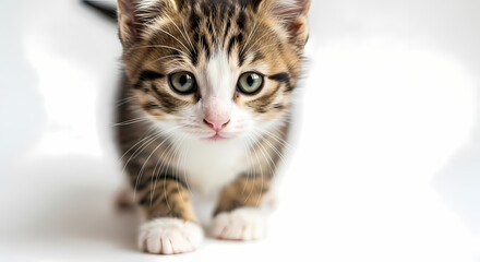 Obraz premium Kitten Photo: Tabby Cat with White Chest, Close-Up