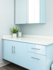 hospital nurse station in pastel blue