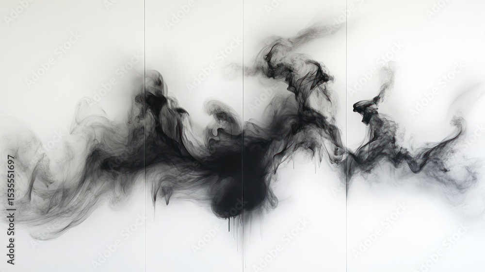 Aufkleber abstract smoke art installation in black and white creating dynamic visual effect