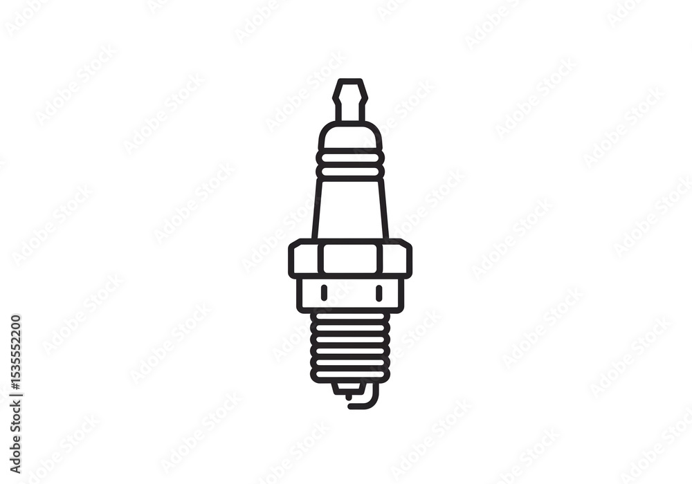 Poster isolated spark plug line art on white background showing the detail of the car part component design