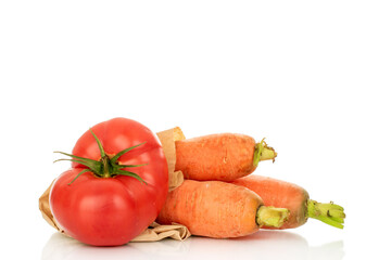 Organic carrots isolated on white background, macro.