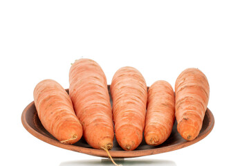 Organic carrots isolated on white background, macro.