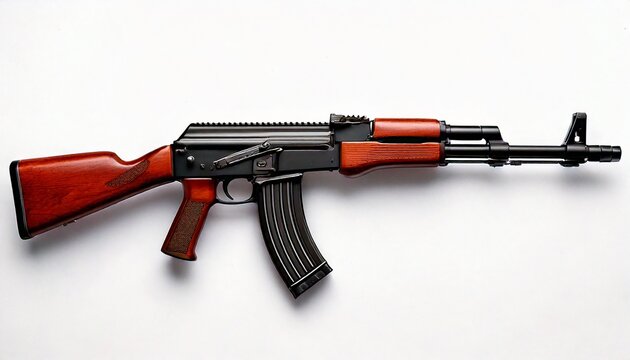 weapon rifle ak 47 white backgrund 