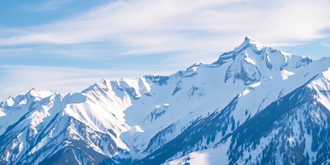 Fototapeta premium Majestic snow-capped mountain range under a clear winter sky , vista, mountain range