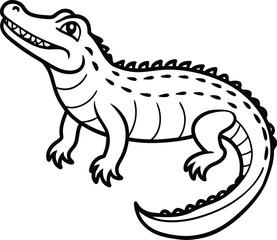 Alligator  black silhouette on white background