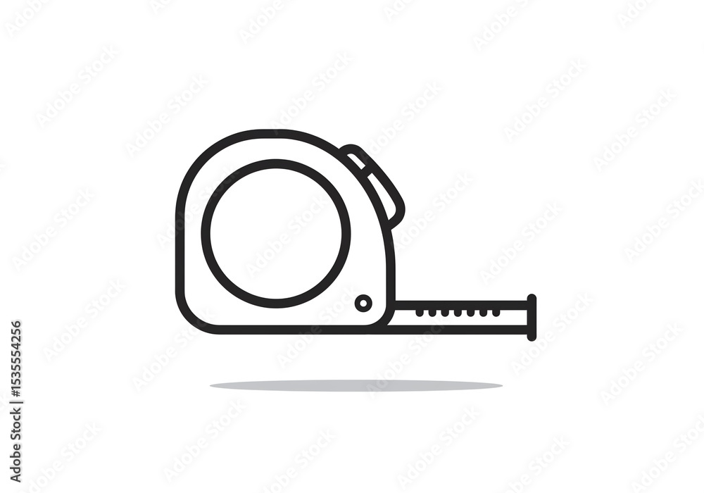 Poster a simple line drawing of a tape measure with a shadow on a white background in a vector illustration