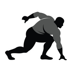 Wrestler Stretching Before Match Silhouette