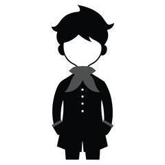 Young Boy Dressed as Napoleon Silhouette Illustration