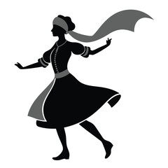 Traditional Belarusian Woman Dancing with Scarf