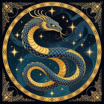 golden dragon on blue