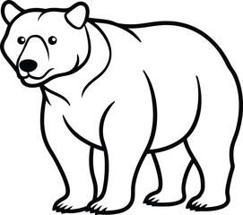 Obraz premium Bear black silhouette on white background