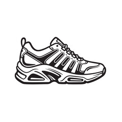 Detailed black and white silhouette of a modern sports shoe perfect for athletic endeavors and promoting a healthy lifestyle