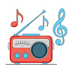 Retro Coral Radio Flat Vector Design