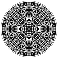 Mehndi Henna Drawing Circular Mandala pattern for tattoo, decoration premium product poster or painting. Decorative ornament in ethnic oriental style. Outline doodle hand draw illustration
