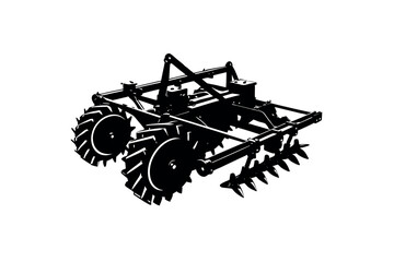 Retro Field Tractor Silhouette Vector Vintage Agricultural Machinery Clipart design