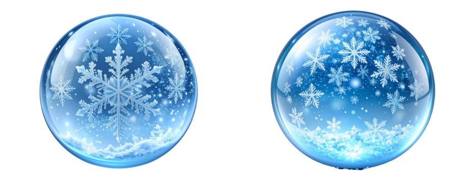  Ice Crystal Sphere Resting on Frozen Surface with Snow Particles Transparent Background PNG