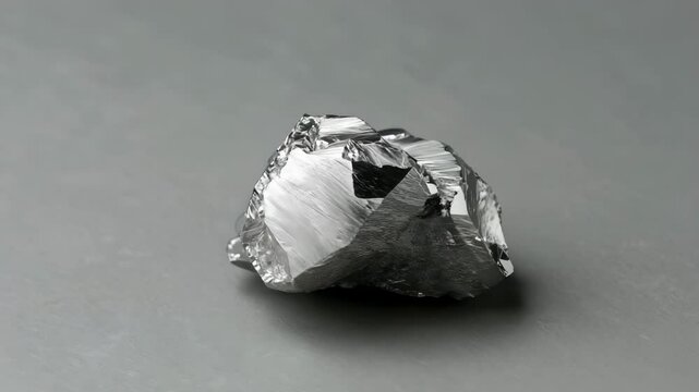 Shiny Rhodium Close-Up &ndash; Rotating Metallic Surface in Studio Light