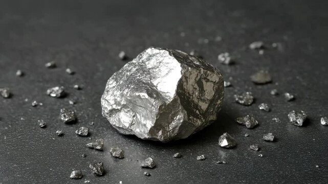 Shiny Rhodium Close-Up &ndash; Rotating Metallic Surface in Studio Light