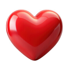 3d realistic red heart shape isolated on transparent background