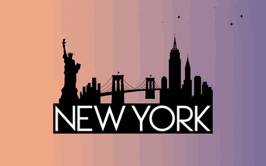 A Minimalist Vector Illustration Showcasing the Iconic New York City Skyline