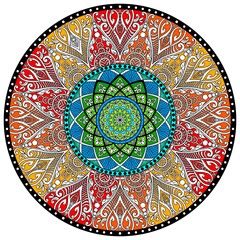 Mehndi Henna Drawing Circular Mandala pattern for tattoo, decoration premium product poster or painting. Decorative ornament in ethnic oriental style. Outline doodle hand draw illustration