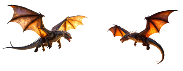  Iridescent Dragon Flying Over Snow-Capped Mountains at Sunrise Transparent Background PNG