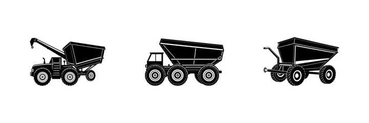 Farm Machinery Silhouette Vector – Harvest Tools and Rural Equipment Clipart Set design