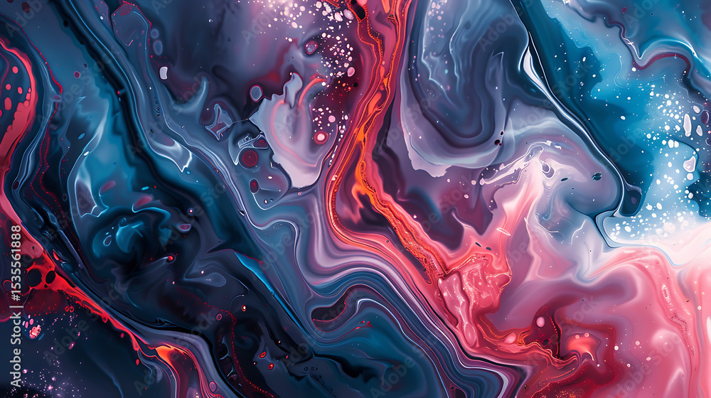 Leinwandbilder A mesmerizing abstract background featuring swirling patterns of blue, red, and purple, creating a fluid and dynamic composition with a modern and artistic touch