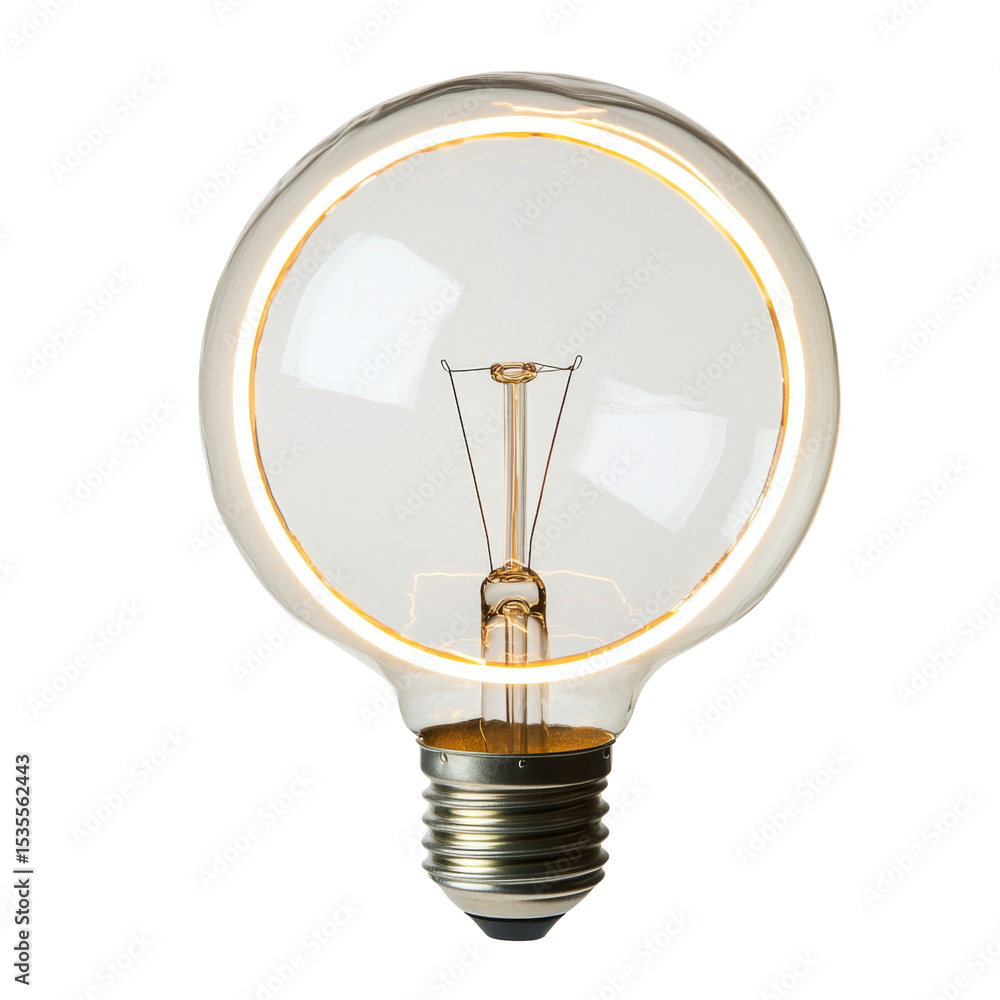 Poster vintage light bulb with glowing filament, showcasing classic design and warm illumination. this deco