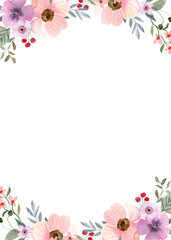 Watercolor flowers background vector for design.