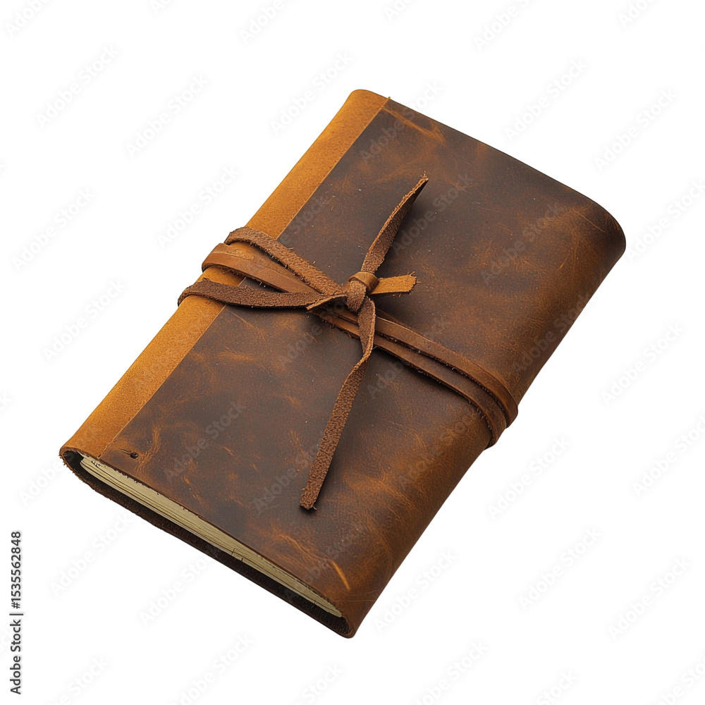 Poster leather notebook with tied closure, perfect for journaling and note taking. its rustic design adds t