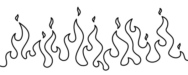 Abstract Fire Background. Fire outline. Fire flame continue line. Abstract flame Background. doodle fire background.