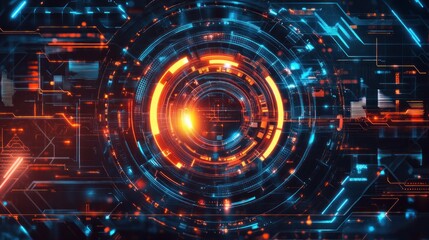 Obraz premium Futuristic digital interface with glowing elements and vibrant colors