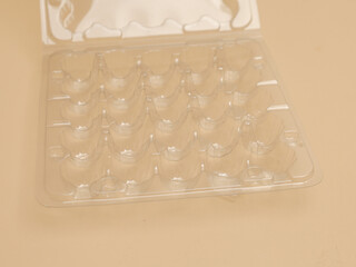 Plastic egg tray, clear and isolated