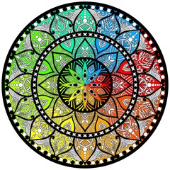 Mehndi Henna Drawing Circular Mandala pattern for tattoo, decoration premium product poster or painting. Decorative ornament in ethnic oriental style. Outline doodle hand draw illustration