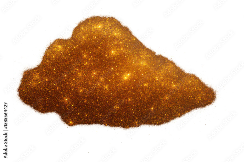 Poster golden glitter cloud shimmering on a transparent background, perfect for adding a touch of magic to 