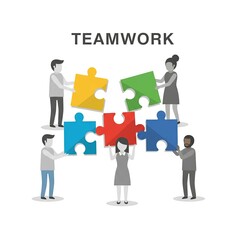 Diverse Team Collaboration Puzzle Solving Success Teamwork Concept Illustration