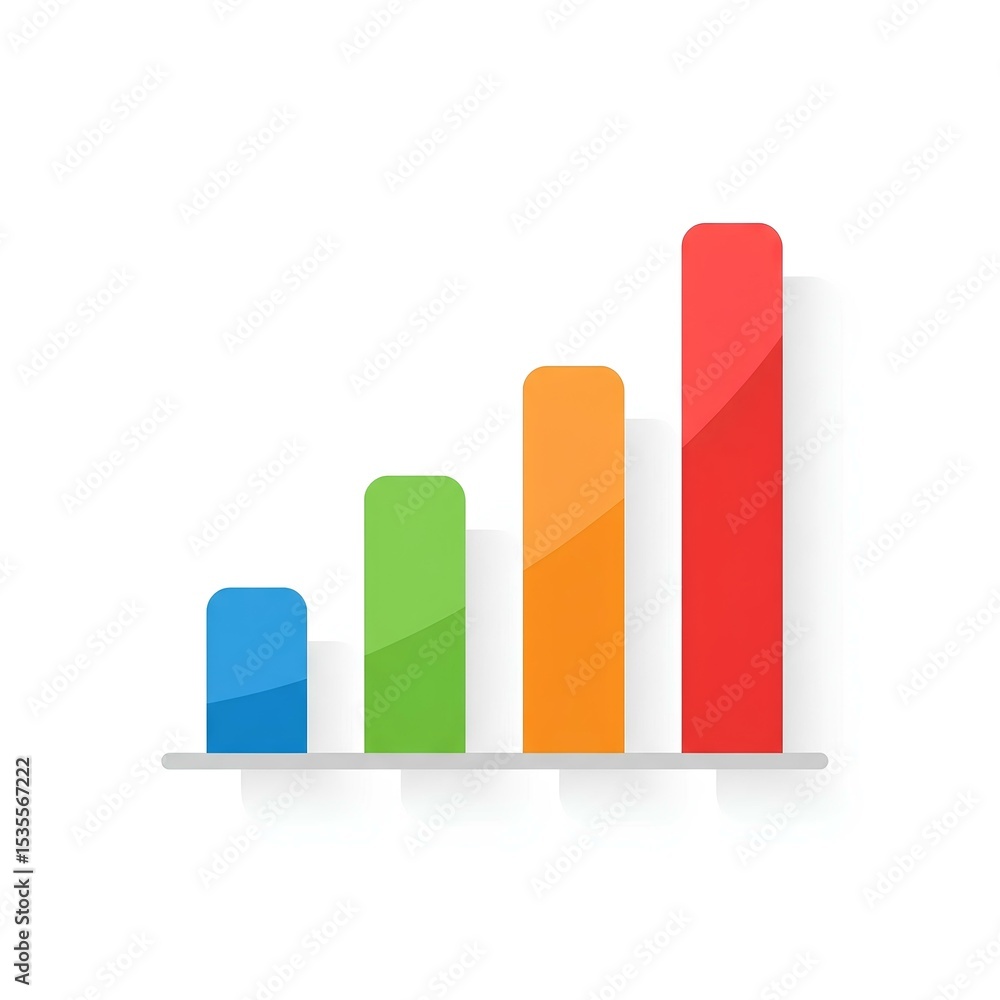 Aufkleber colorful ascending bar graph illustrating growth success progress development increase chart data vi