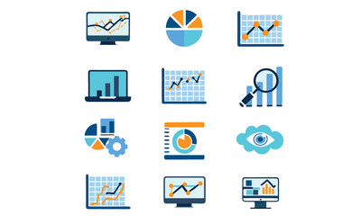 Data center icon set