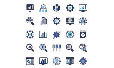 Data center icon set