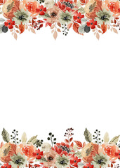 Watercolor flowers background vector for design.