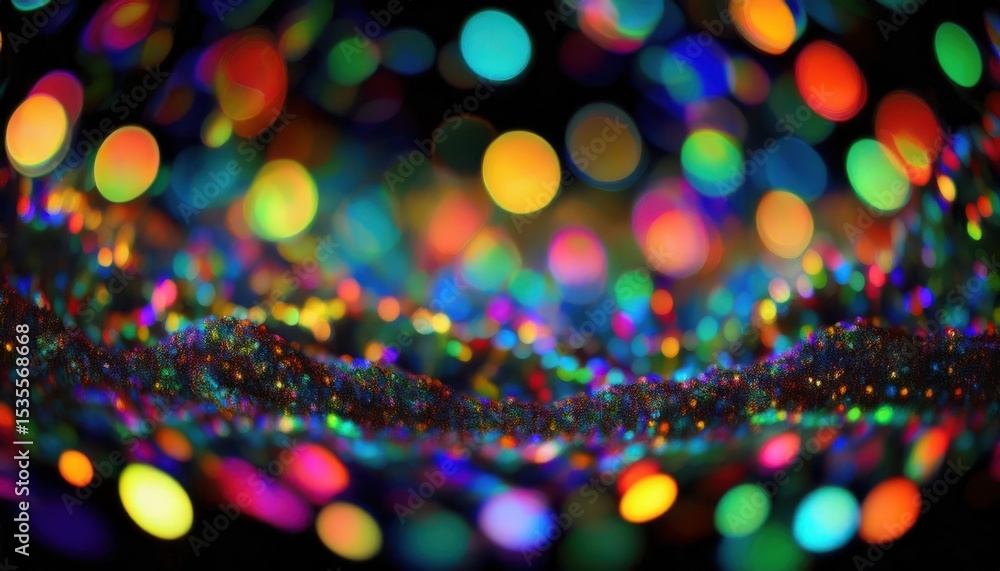 Poster vibrant multicolored bokeh with shimmering streaks, perfect for web design, print media, and new yea
